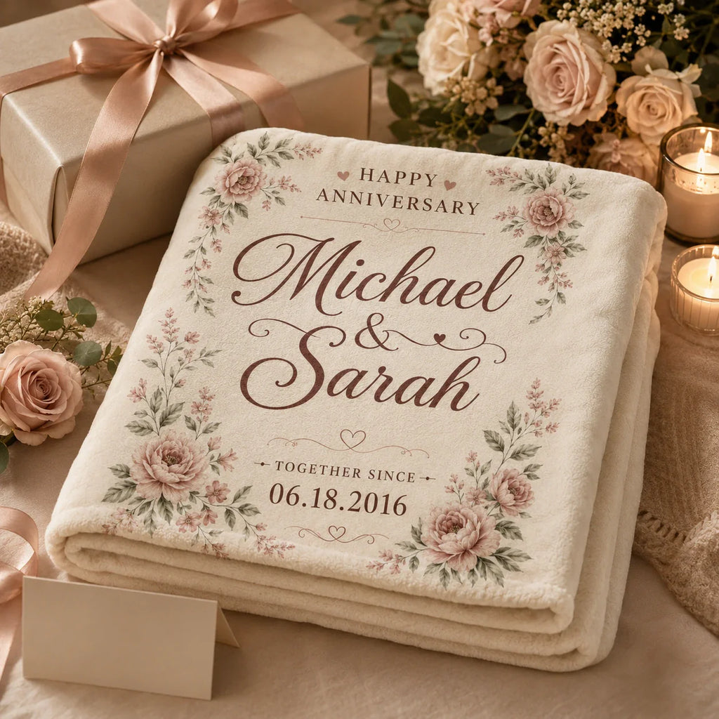 Romantic personalized blanket gift for husband and wife