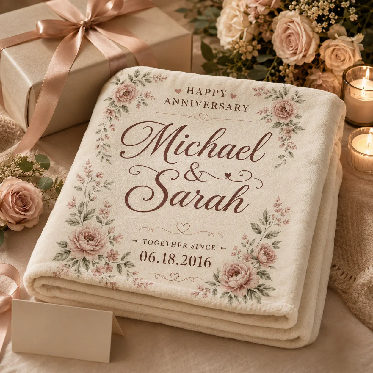 Romantic personalized blanket gift for husband and wife