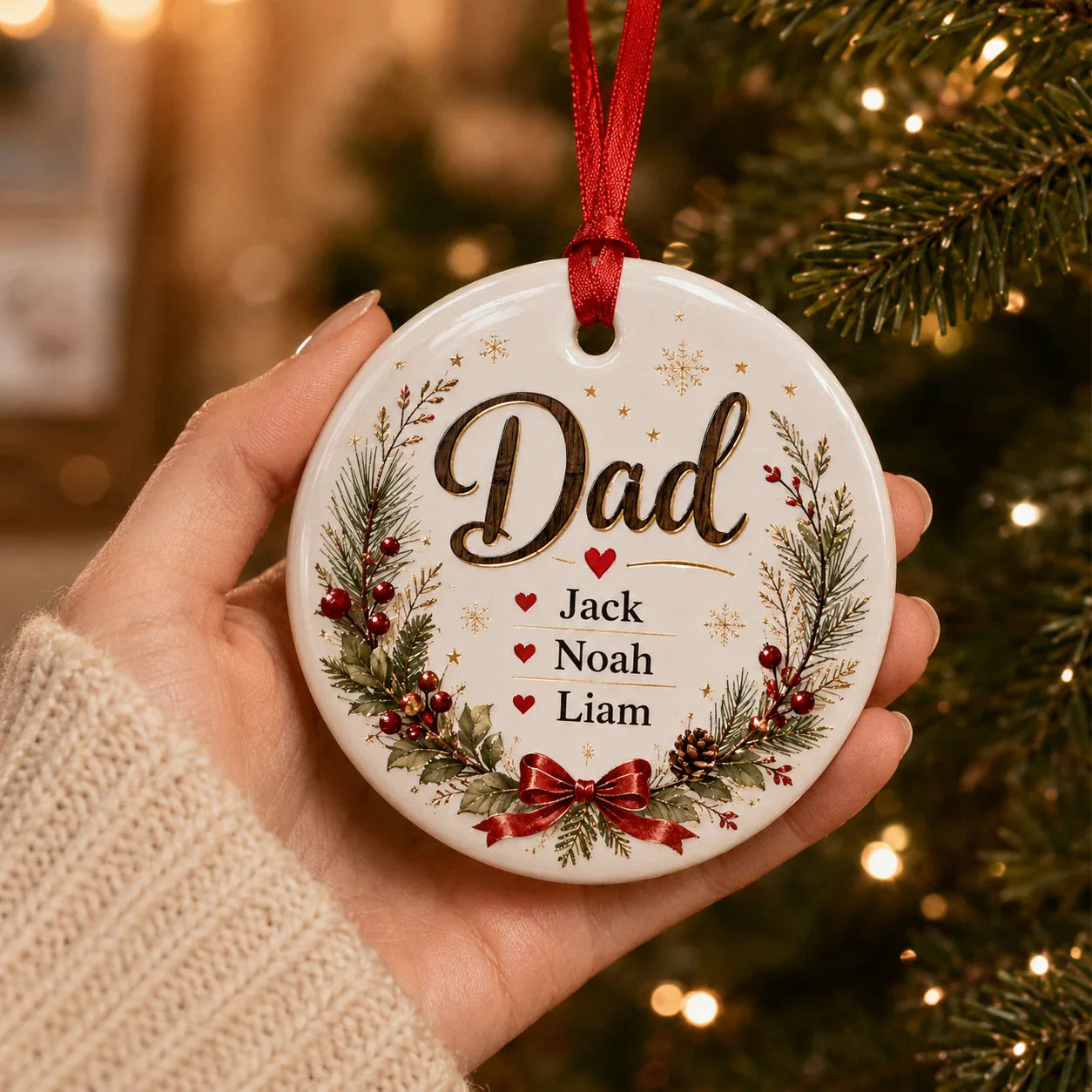 Personalized Dad Ornament With Kids Names – Christmas Keepsake