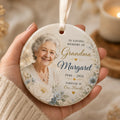 Personalized grandma memorial ornament with photo, name, and date