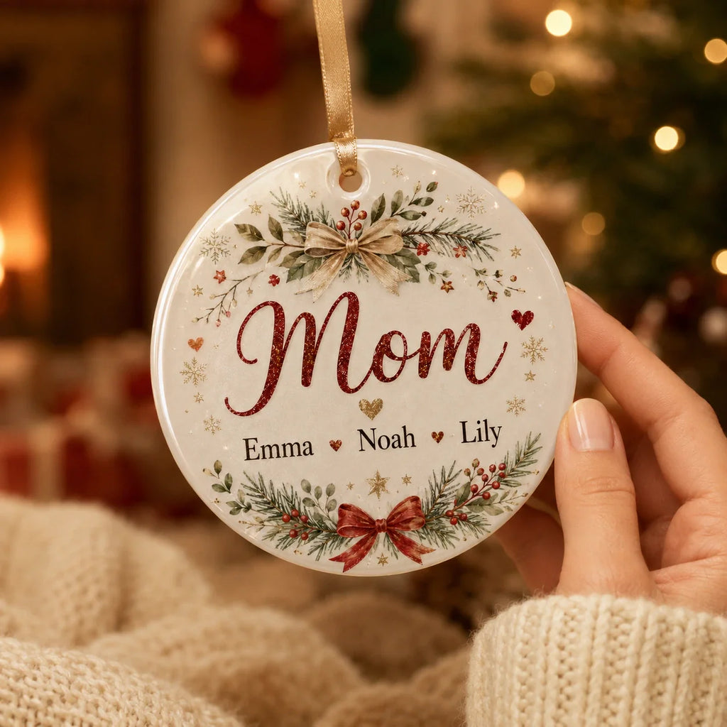 Personalized mom ornament with kids names for Christmas