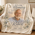 Personalized memorial photo blanket with name and date