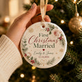 Personalized first Christmas married ornament for newlyweds